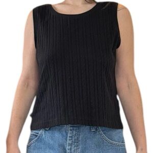 Black Knit Muscle Tank Top